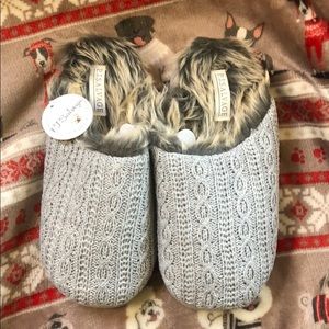 P.J. Salvage Fuzzy Gray Slippers